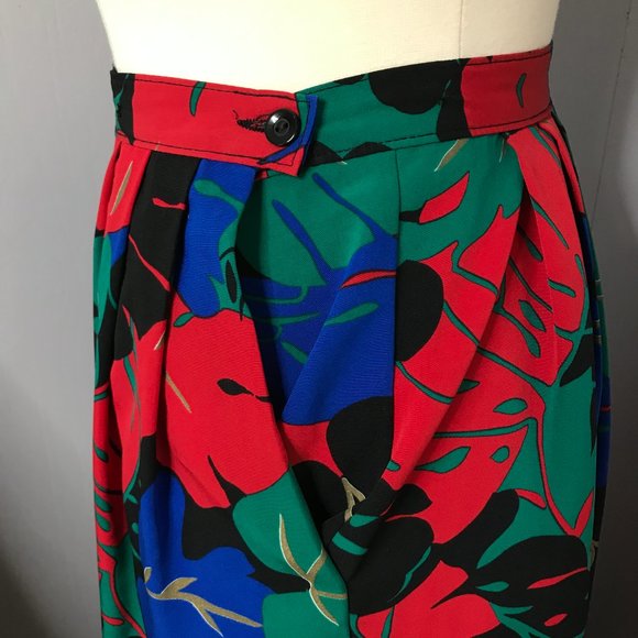 Vintage Tan F Jay Blazer Skirt Suit Tropical Pleated 8 - Picture 7 of 13